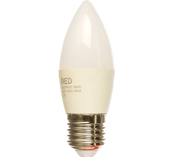 Изображение товара Светодиодная лампа B35 7W E27 3000K 570лм свеча матовая КРАСНАЯ ЦЕНА 4606400618904