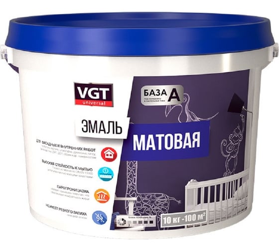 Изображение товара Эмаль ВД АК 1179 черная матовая 10 кг VGT 11607882