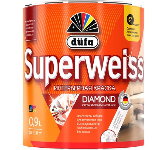 Изображение товара Краска Dufa SUPERWEISS RD4 ВД, белый, 0.9 л МП00-009513