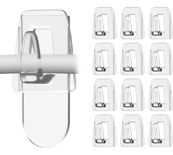 Изображение товара Самоклеящиеся крючки для проводов Контакт прозрачные 12 шт. 24808