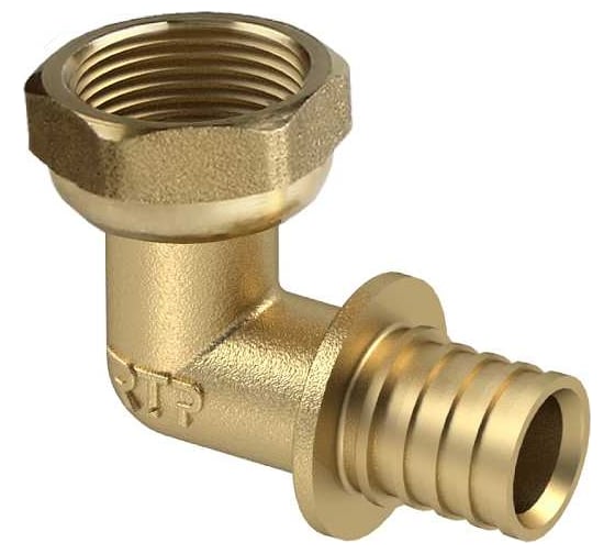 Изображение товара Аксиальный угольник с накидной гайкой RTP латунь, 32x1", желтый 40325