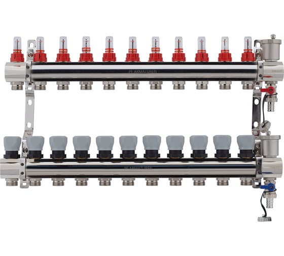 Изображение товара Коллекторная группа PROFACTOR латунь, с расходомерами, в сборе, 1х11 выходов 3/4 ЕК PF MB 802.11