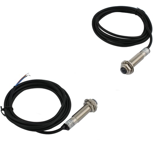 Изображение товара Фотодатчик на пересечение луча (приемник+передатчик) INNOCONT М12x1, зона срабатывания до 3 м, -10 +60 С, 12…24 VDC, IP67, выход: NРN NO, макс. ток 200 мА, время реакции 5 мс, кабель 2 м PES-T12-NO3MD