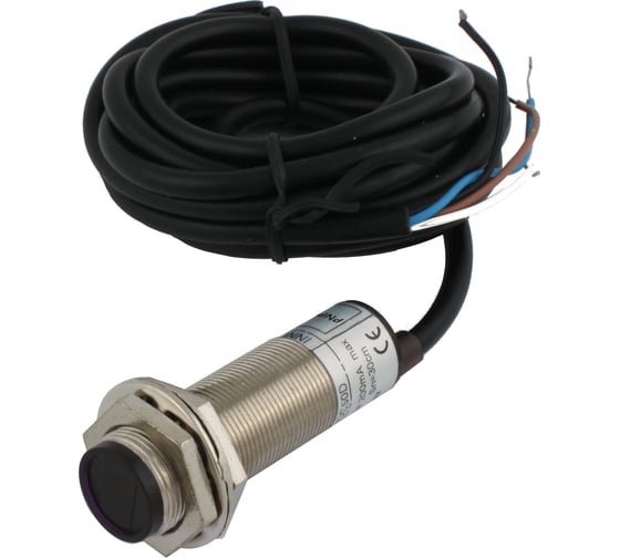 Изображение товара Диффузионный фотодатчик INNOCONT М18x1, зона срабатывания до 50 см, -10 +60 С, 12…24 VDC, IP67, выход: PNP NO + NC, макс. ток 200 мА, время реакции 3 мс, кабель 2 м PES-D18-POC50D (cable)