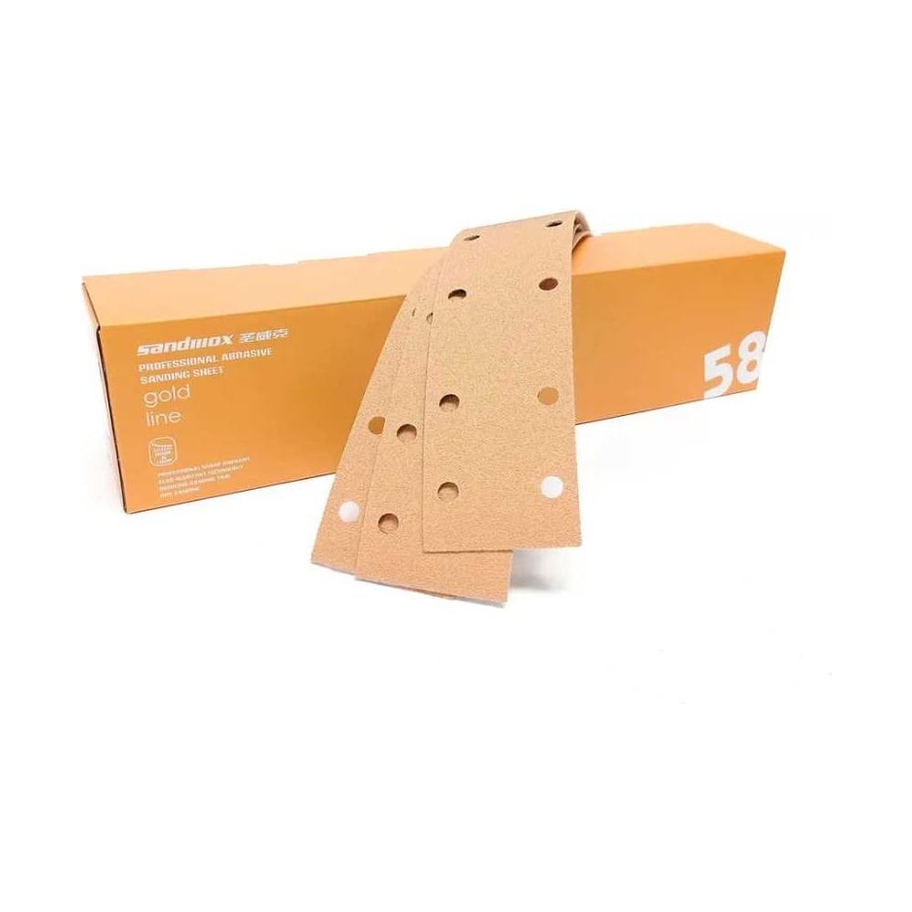 Изображение товара Полоски шлифовальные на бумажной основе 58 GOLD ALO 14 отверстий 70x420 мм, зернистость 80, 50 шт