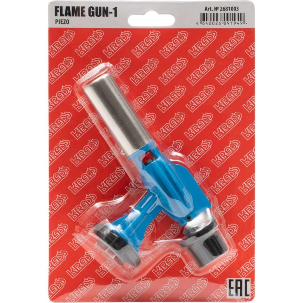 Горелка для газового баллончика FLAME GUN-1 PIEZO KRASS горелка паяльного типа для газового баллончика flame gun 2 360 тип кт 833 krass 2681005
