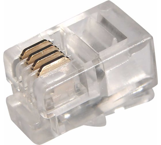 Изображение товара Телефонный разъем REXANT UTP, RJ-9 (4P4C), CAT 3, 100 шт. 05-1001