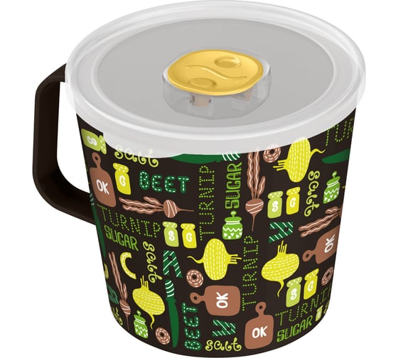 Изображение товара Контейнер-кружка IDILAND IZI-GO с клапаном с декором, 750 мл черный 221140630/01