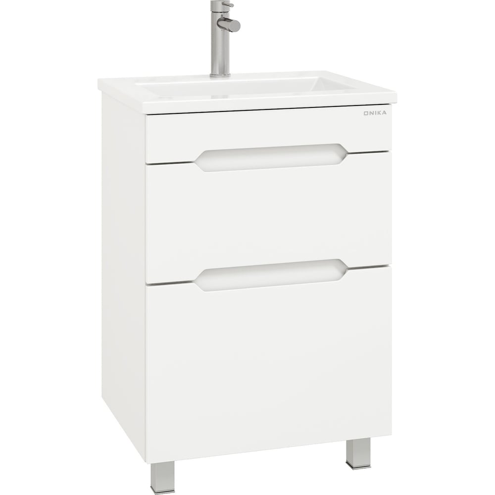 Изображение товара Напольная тумба для ванной Onika Айленд 50 белая с керамической раковиной