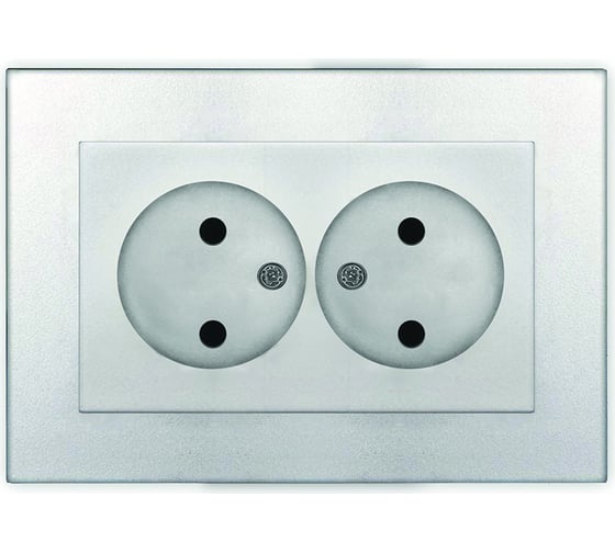 Изображение товара Двухместная розетка UNIVersal серия афина, без заземления, скрытой установки, 16а, 220в, серебро, еврослот A0102-S