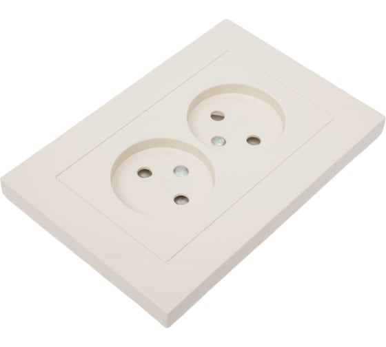 Изображение товара Двухместная розетка UNIVersal серия афина, без заземления, скрытой установки, 16а, 220в, слоновая кость ivory, еврослот A0102-I