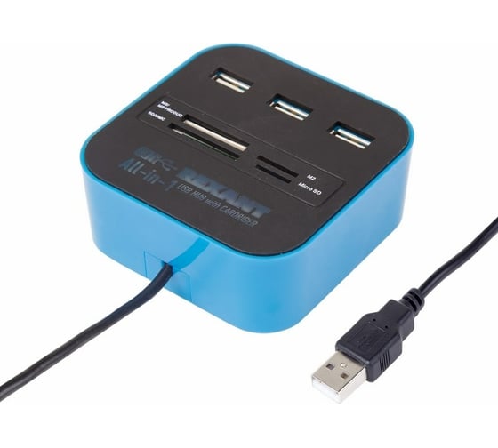 Изображение товара Разветвитель USB на 3 порта + картридер "Все в одном" черный REXANT 18-4121