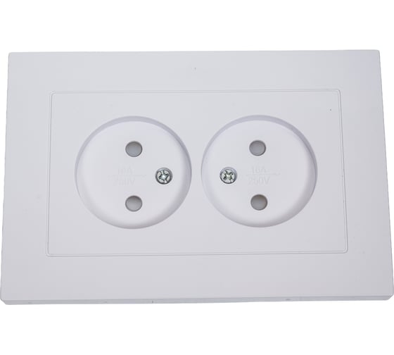Изображение товара Двухместная розетка UNIVersal серия афина, без заземления, скрытой установки, защитные шторки, 16а, 220в, белая, еврослот A0048