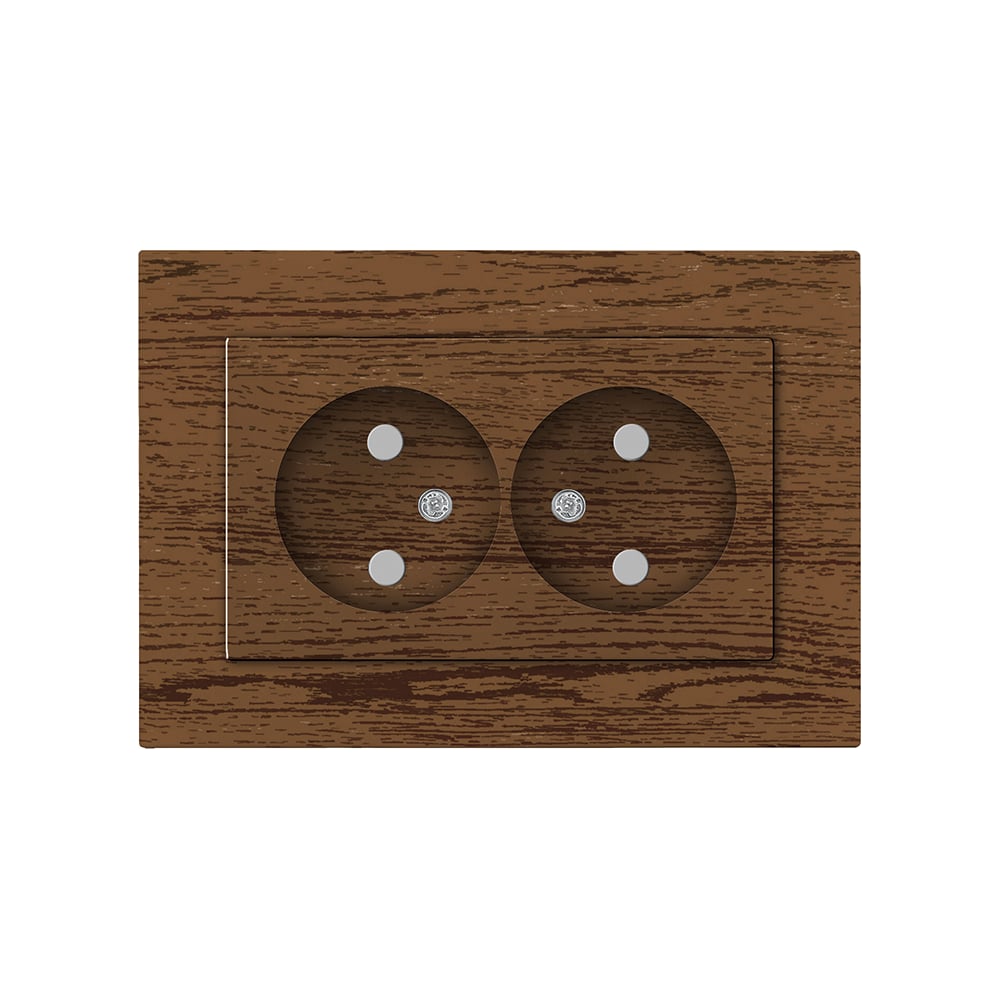 Изображение товара Двухместная розетка UNIVersal серия Афина без заземления 16А 220В венге