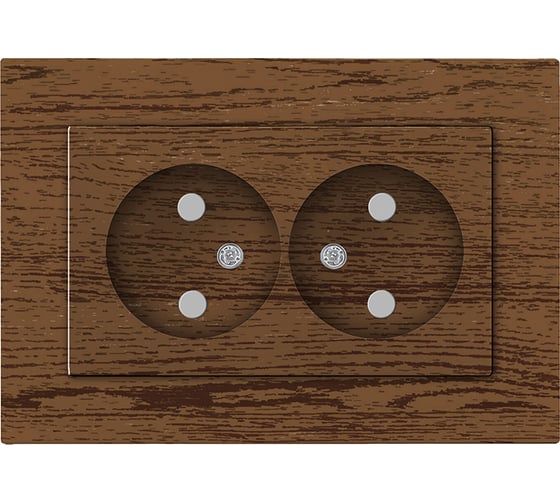 Изображение товара Двухместная розетка UNIVersal серия афина, без заземления, скрытой установки, защитные шторки, 16а, 220в, венге, еврослот A0048-V