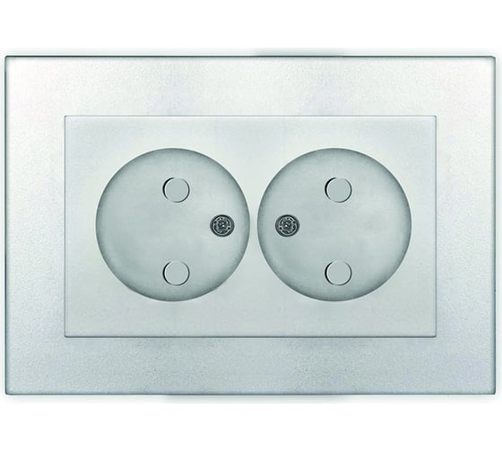 Изображение товара Двухместная розетка UNIVersal серия афина, без заземления, скрытой установки, защитные шторки, 16а, 220в, серебро, еврослот A0048-S
