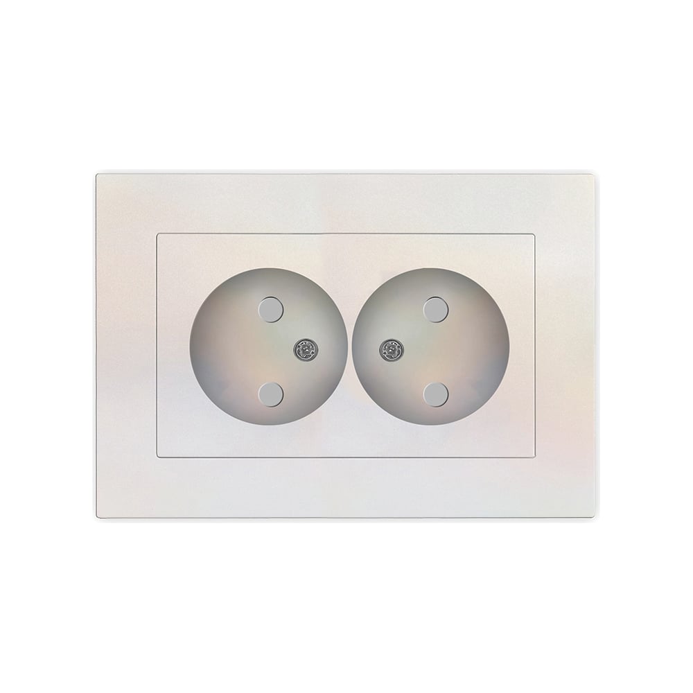 Изображение товара Двухместная розетка UNIVersal серия афина без заземления 16А IP20 жемчуг
