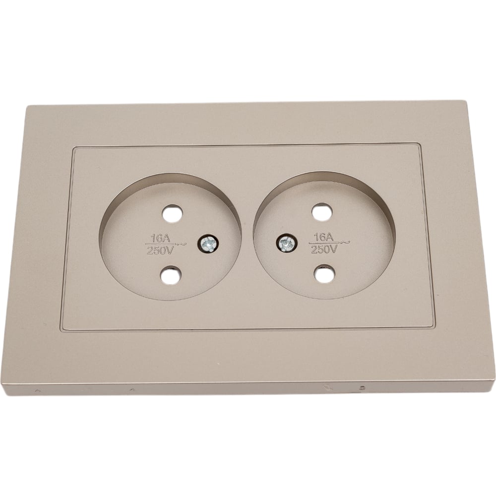 Изображение товара Двухместная розетка UNIVersal серия афина без заземления скрытая установка 16А шампань