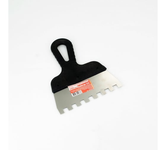 Изображение товара Зубчатый шпатель BOHRER 150 мм, 10x10 мм, нержавеющая сталь 0.45 мм, пластмассовая ручка ШПЗ-150310