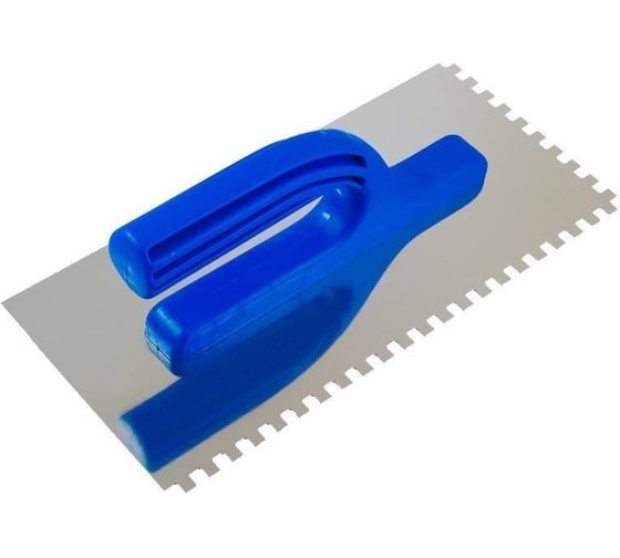 Изображение товара Зубчатая гладилка BOHRER 130x270 мм, 10x10 мм, нержавеющая сталь, с пластиковой рукояткой ГПЗ-132710