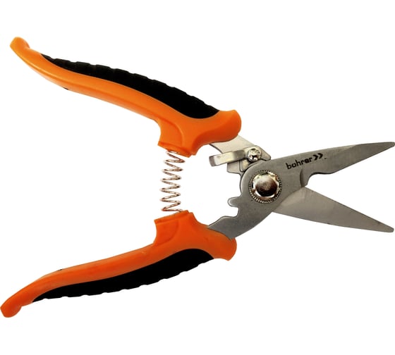 Изображение товара Многофункциональные ножницы BOHRER 200 мм, нержавеющая сталь HRC 50-54, двухкомпонентные рукоятки 43510200