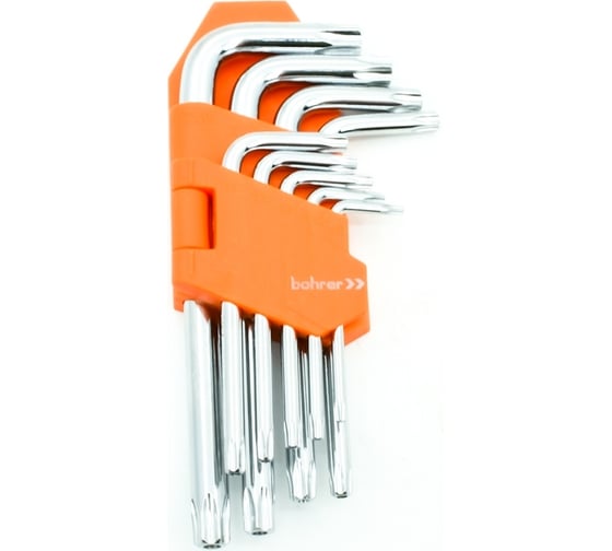 Изображение товара Набор шестигранных имбусовых ключей BOHRER TORX T10, T15, T20, T25, T27, T30, T40, T45, T50, 9 шт. 49102119