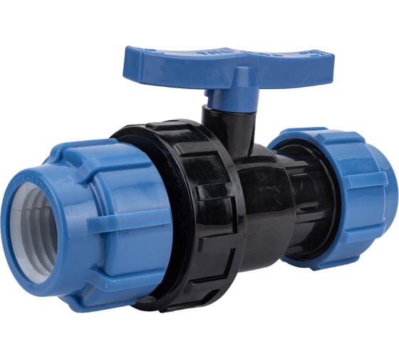 Изображение товара Шаровой компрессионный кран Политэк разъемный d 50 тпк-аква 555220050