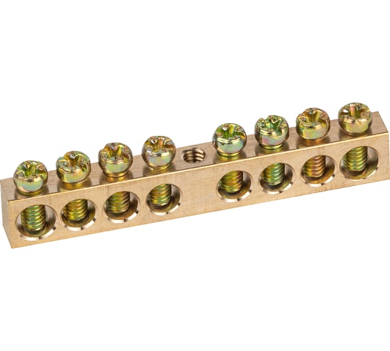 Изображение товара Шина ЭРА NO-122-14 PEN земля-ноль 6x9мм 8/1 латунная с креплениями по центру Б0047228