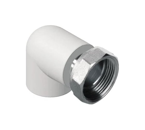 Изображение товара Угольник с накидной гайкой Политэк 20x1/2" pprc (белые) 9888002012