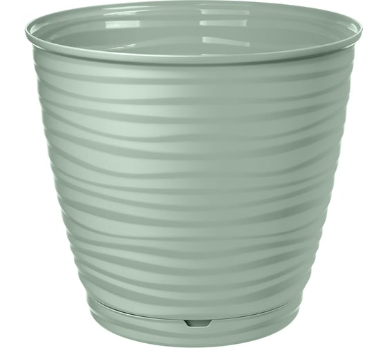 Изображение товара Горшок для цветов IDILAND Saffron диаметр 146 мм, 1.5 л с поддоном светло-зеленый 221610117/03