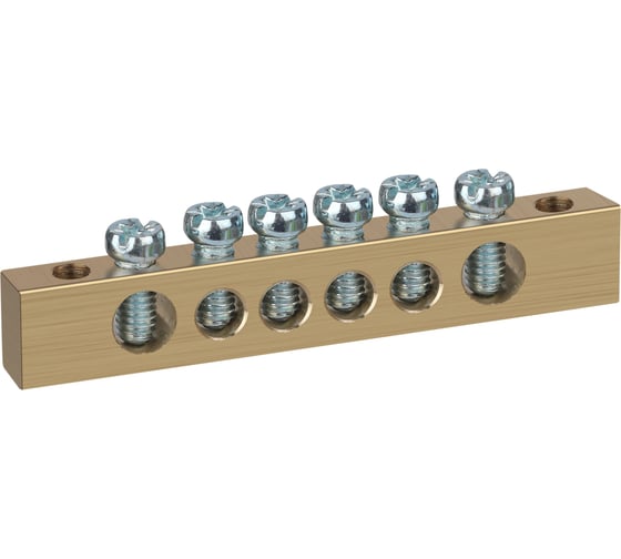 Изображение товара Шина ЭРА NO-12220 PEN земля-ноль 8x12мм 6/2 латунная крепеж по краям Б0047235