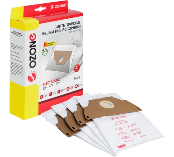 Изображение товара Мешки-пылесборники синтетические для пылесосов ELECTROLUX (4 шт.) OZONE M-42