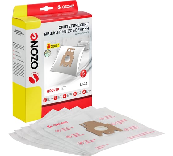 Изображение товара Мешки-пылесборники синтетические для пылесосов HOOVER (5 шт.) OZONE M-28