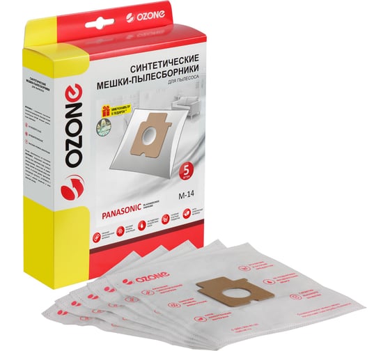 Изображение товара Мешки-пылесборники синтетические для пылесосов PANASONIC (5 шт.) OZONE M-14
