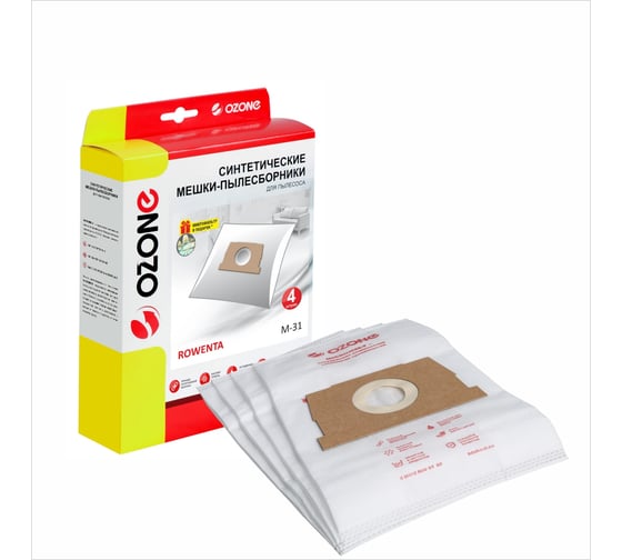 Изображение товара Мешки-пылесборники синтетические для пылесосов ROWENTA (4 шт.) OZONE M-31 