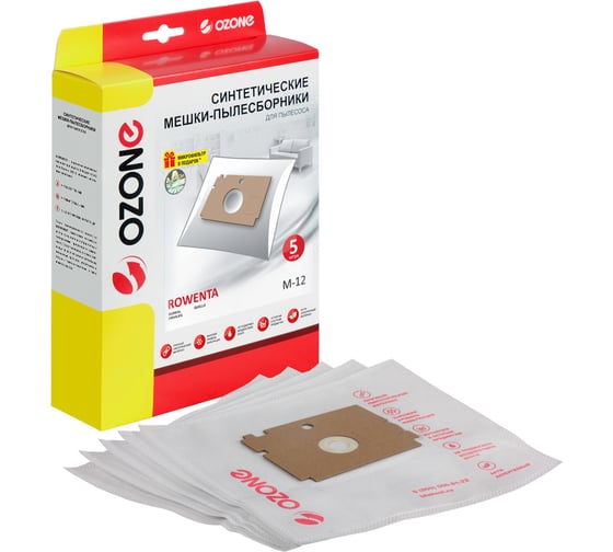 Изображение товара Мешки-пылесборники синтетические для пылесосов ROWENTA (5 шт.) OZONE M-12