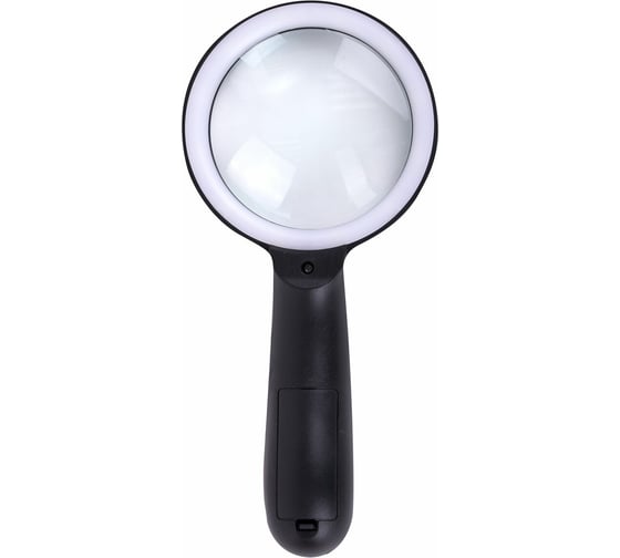 Изображение товара Просмотровая лупа с led-подсветкой BRAUBERG диаметр 90 мм, увеличение 10, корпус черный 455928