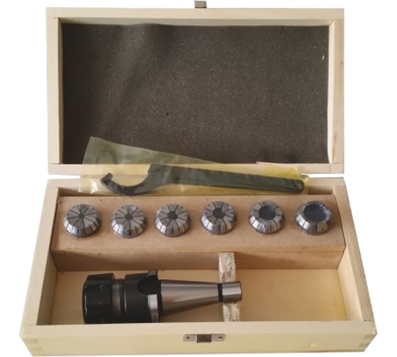 Изображение товара Патрон цанговый NT40ER32 хвостовик конус 7:24 DIN2080 с набором цанг 6 шт., 6-20 мм GRIFF b221223