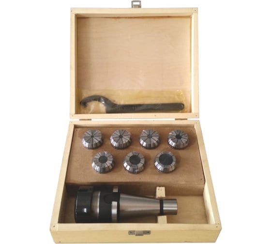 Изображение товара Патрон цанговый NT40ER40 хвостовик конус 7:24 DIN2080 с набором цанг 7 шт., 6-25 мм GRIFF b221224