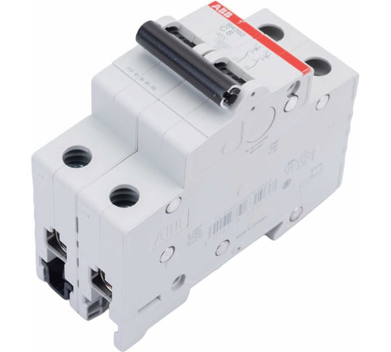 Изображение товара Автоматический выключатель ABB 2-полюсной sh202 c 6 2CDS212001R0064