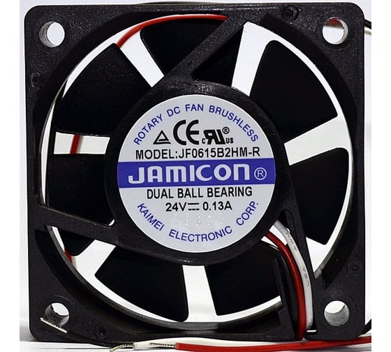 Изображение товара Вентилятор JAMICON JF0615B2HM-R (JF0615B2HM00C-210R) (4500RPM) 24V/0,13A (60x60x15) B (подшипник) CFM15,45/dBA30,5, тахометр, провод C00036711