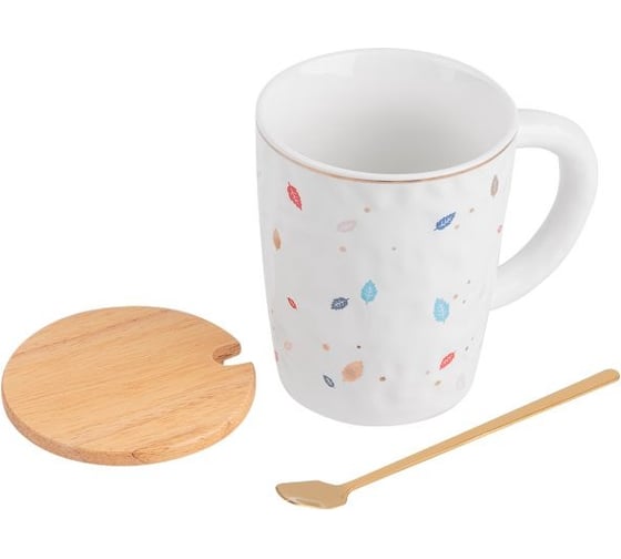 Изображение товара Керамическая кружка PERFECTO LINEA с крышкой и ложкой 360 мл Autumn foliages 30-851060