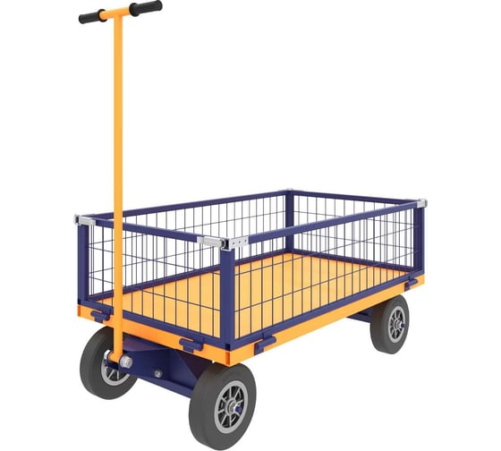 Изображение товара Платформенная тележка с поворотной осью RUSKLAD ТПОБ 5 С, 700x1200x300 мм, с чугунными колёсами ТПОБ 5 С чугун