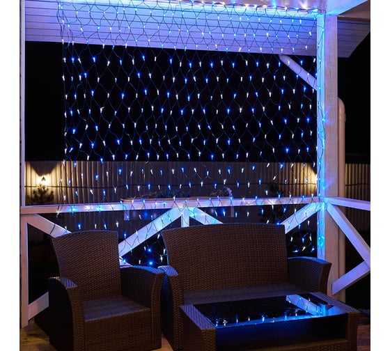 Изображение товара Гирлянда Neon-Night СЕТЬ 2.5х2.5м, черный ПВХ, 432LED белые/синие 215-032