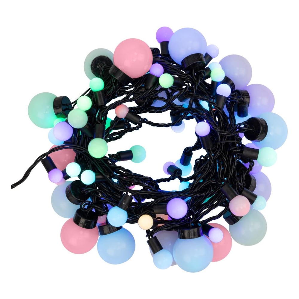 Изображение товара Гирлянда Neon-Night Мультишарики 10м 80LED RGB IP44 черный шнур