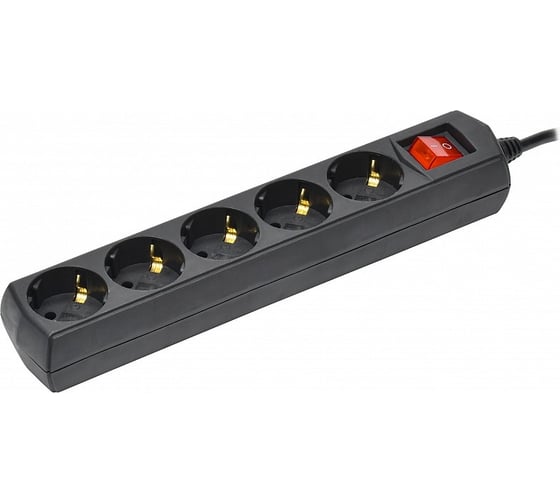 Изображение товара Удлинитель GENERICA у05в 5 мест с/з 3м 3x1мм2 10а 250в чер. WYP10-10-05-03-ZK-K02-G