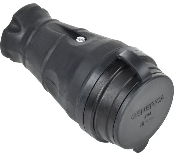 Изображение товара Переносная розетка GENERICA с защитной крышкой 16а ip44 черная ERK20-016-01-44-K02-G