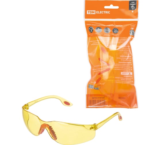 Изображение товара Защитные открытые очки TDM ELECTRIC ударопрочные, желтые, гранит SQ1016-0742