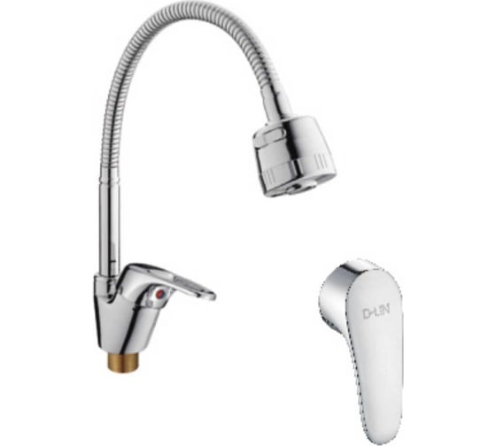 Изображение товара Смеситель для кухни D-Lin с гибким изливом, хром D150302-T