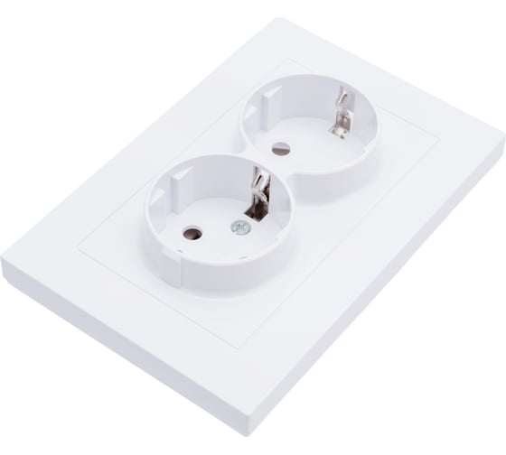 Изображение товара Двухместная розетка UNIVersal серия афина с/з, с/у, 16а, 220в, белая еврослот A0128